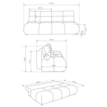 Разтегателен триместен диван NUORO с вградено място за съхранение, зелен