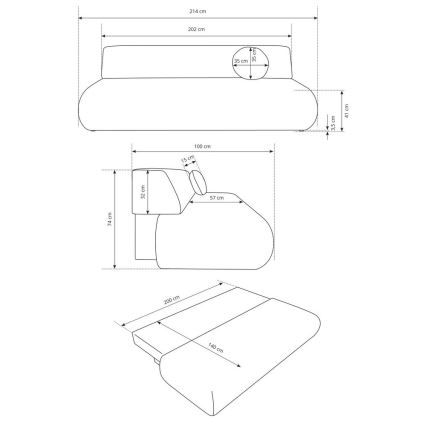 Разтегателен триместен диван PRATO с място за съхранение, бежов