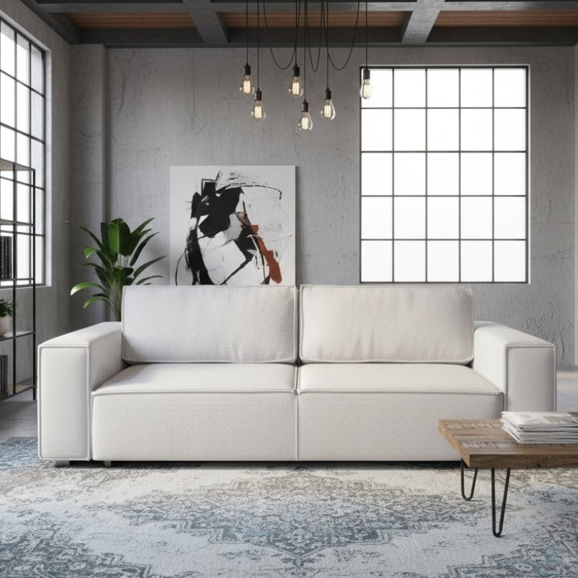 Разтегателен триместен диван с място за съхранение RONDA бежов