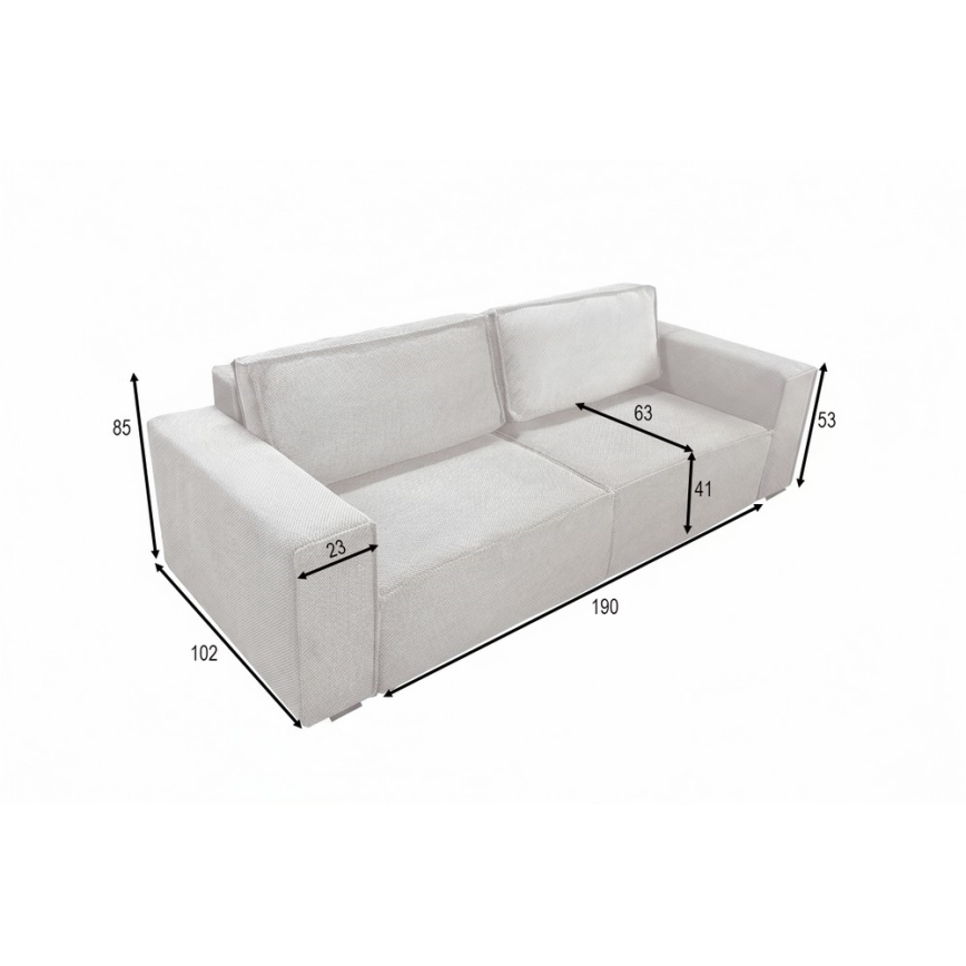 Разтегателен триместен диван с място за съхранение RONDA бежов