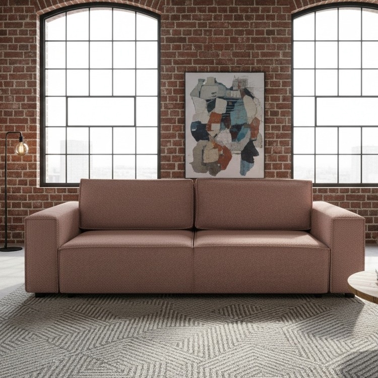 Разтегателен триместен диван с място за съхранение RONDA, червен