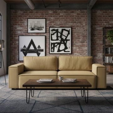 Разтегателен триместен диван с място за съхранение RONDA оранжев