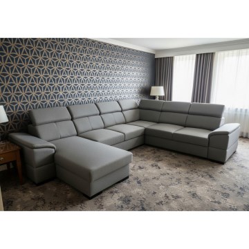 Разтегателен U-образен диван с универсален ъгъл и място за съхранение GRANADA тъмносив