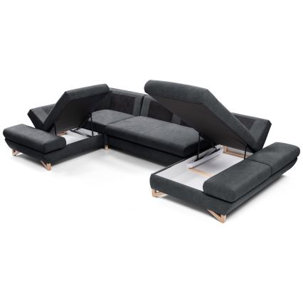 Разтегателен ъглов тапициран диван с ракла U-образен AVESTA антрацит