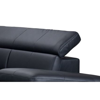 Разтегателен кожен ъглов диван в L форма SALERNO II, десен, черен