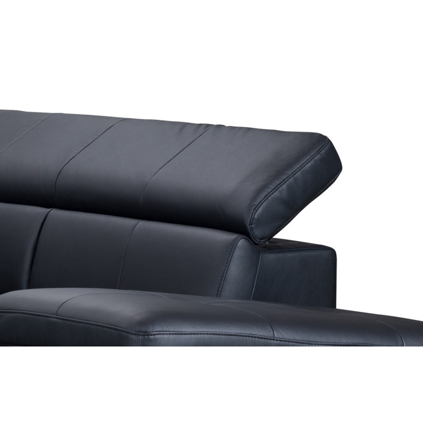 Разтегателен кожен ъглов диван в L форма SALERNO II, десен, черен