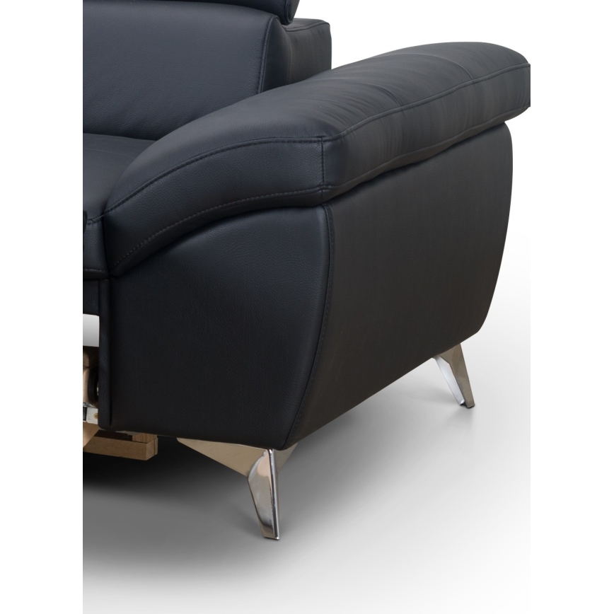 Разтегателен кожен ъглов диван в L форма SALERNO II ляв, черен