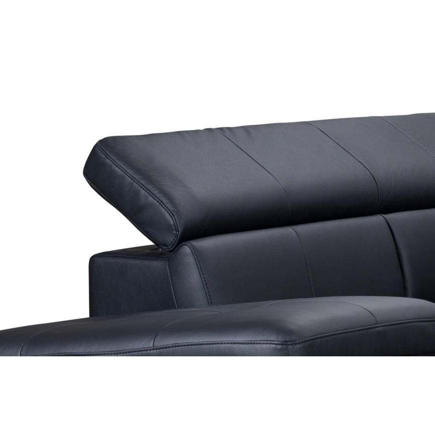 Разтегателен кожен ъглов диван в L форма SALERNO II ляв, черен