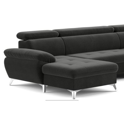 Разтегателен ъглов диван с ракла във формата на U CATANIA, десен, графит