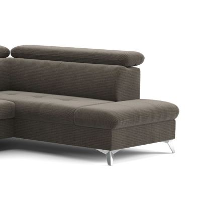 Разтегателен ъглов диван с ракла във формата на U CATANIA, десен, кафяв