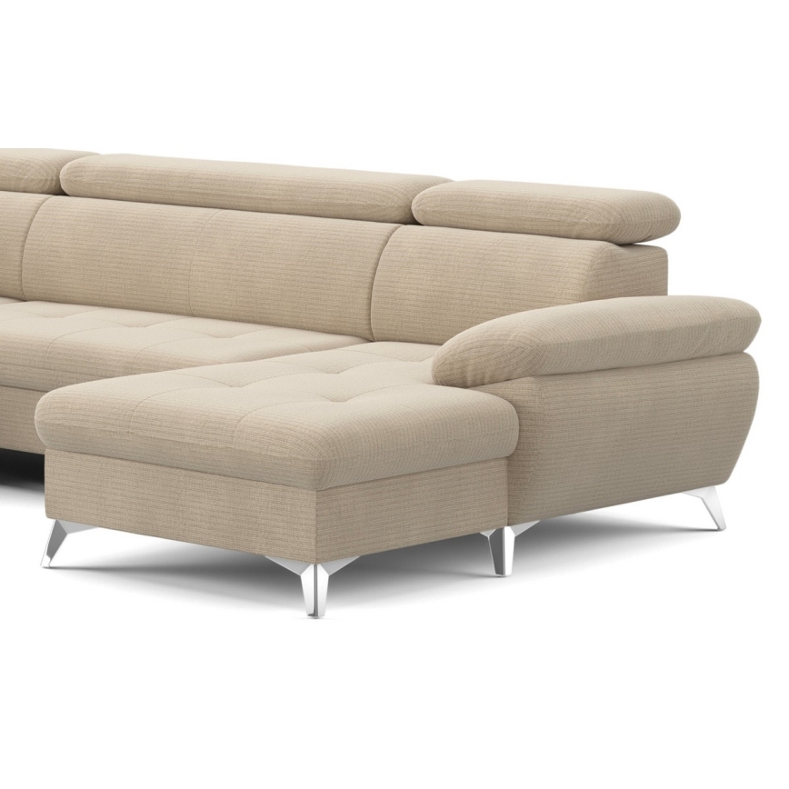 Разтегателен ъглов диван с ракла във форма на U CATANIA ляв бежов