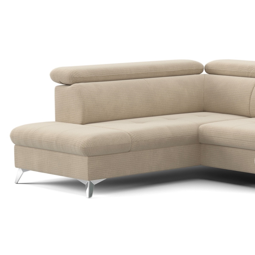 Разтегателен ъглов диван с ракла във форма на U CATANIA ляв бежов