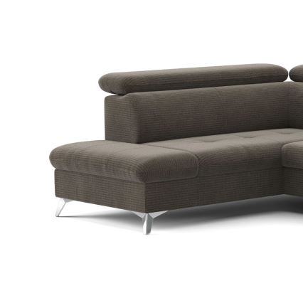 Разтегателен ъглов диван с ракла във формата на U CATANIA, ляв, кафяв