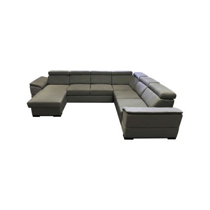 Разтегателен U-образен диван с универсален ъгъл и място за съхранение GRANADA тъмносив