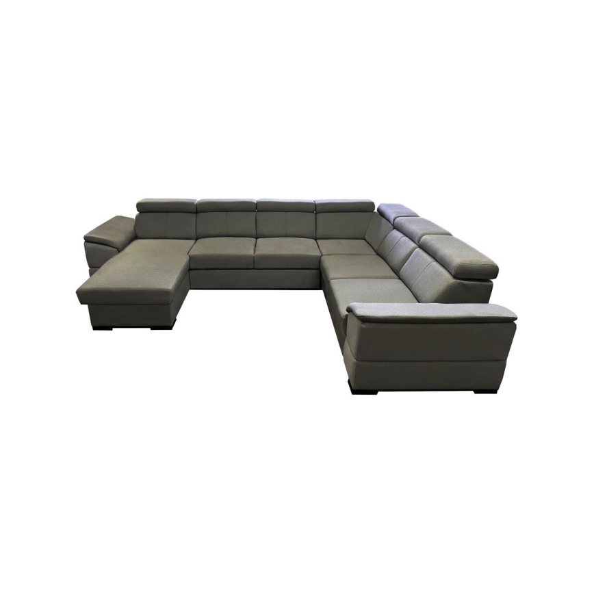 Разтегателен U-образен диван с универсален ъгъл и място за съхранение GRANADA тъмносив