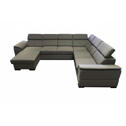 Разтегателен U-образен диван с универсален ъгъл и място за съхранение GRANADA тъмносив