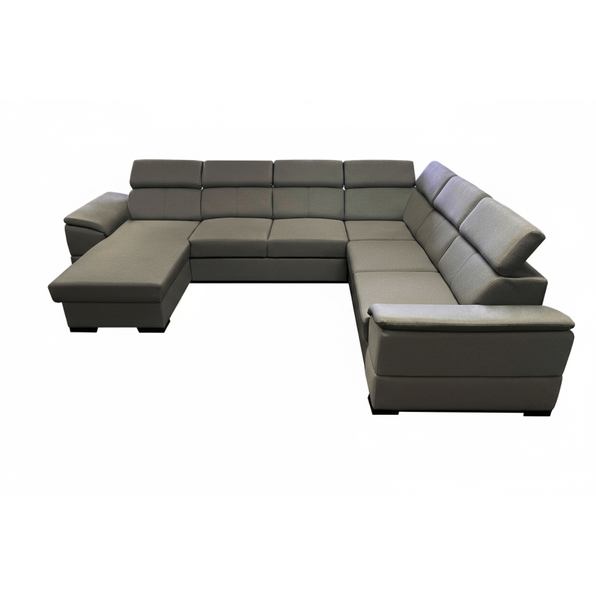 Разтегателен U-образен диван с универсален ъгъл и място за съхранение GRANADA тъмносив