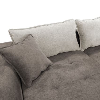 Разтегателен ъглов диван LAGOA, L-образен, ляв, с място за съхранение, тауп/сив