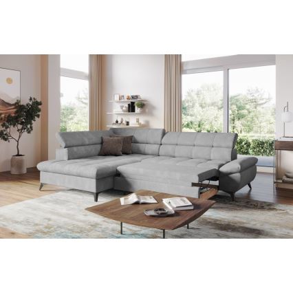 Разтегателен ъглов диван MARANO в лява конфигурация, сив