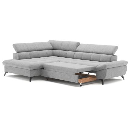 Разтегателен ъглов диван MARANO в лява конфигурация, сив