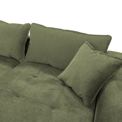 Разтегателен ъглов диван с място за съхранение LAGOA, L-образен, десен, зелен