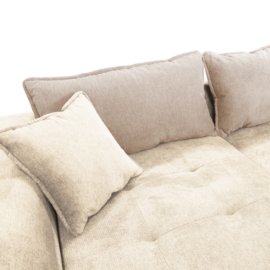 Разтегателен ъглов диван LAGOA, L-образен, с ракла, ляв, бежов/кафяв