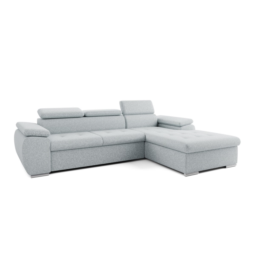 Разтегателен ъглов диван тип L с място за съхранение PADUA сив десен