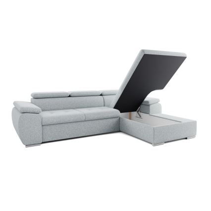 Разтегателен ъглов диван тип L с място за съхранение PADUA сив десен