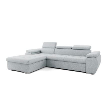 Разтегателен ъглов диван тип L с място за съхранение PADUA, сив, ляв