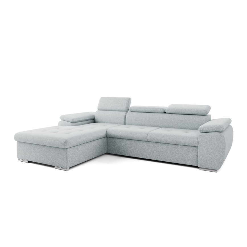 Разтегателен ъглов диван тип L с място за съхранение PADUA, сив, ляв