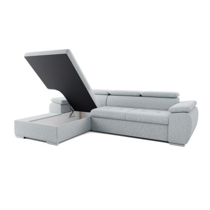 Разтегателен ъглов диван тип L с място за съхранение PADUA, сив, ляв