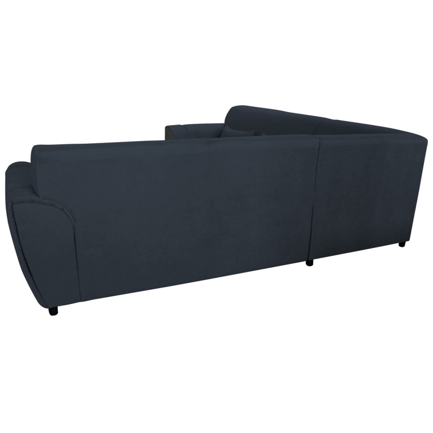 Разтегателен ъглов диван с място за съхранение тип L VISEU, дясна конфигурация, антрацит/черен