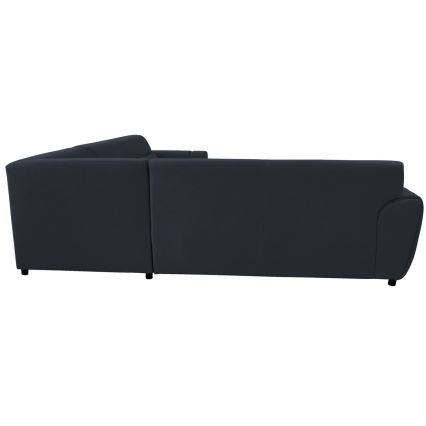 Разтегателен ъглов диван с място за съхранение тип L VISEU, дясна конфигурация, антрацит/черен