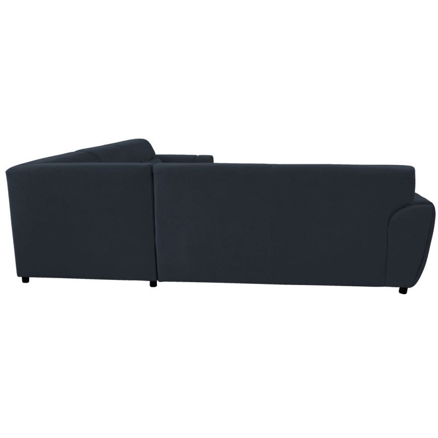 Разтегателен ъглов диван VISEU, L-образен, дясна конфигурация, с ракла за съхранение, антрацит/черен