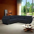 Разтегателен ъглов диван VISEU, L-образен, дясна конфигурация, с ракла за съхранение, антрацит/черен