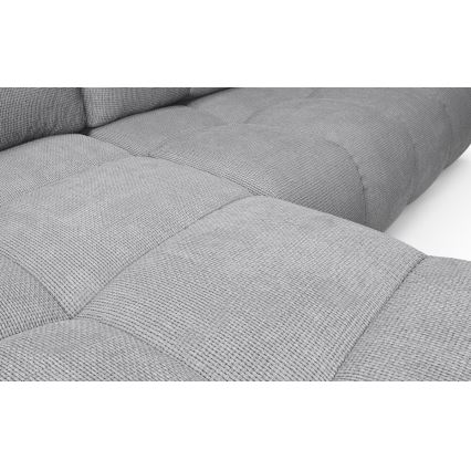 Разтегателен ъглов тапициран диван с място за съхранение, L-образен, ALMADA, ляв, сив