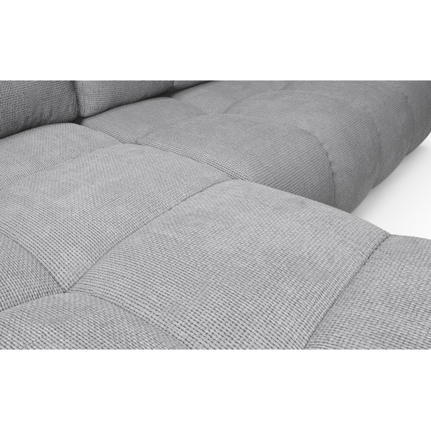 Разтегателен ъглов тапициран диван с място за съхранение, L-образен, ALMADA, ляв, сив