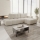 Разтегателен ъглов тапициран диван ALMADA, L-образен, с място за съхранение, десен, светлобежов
