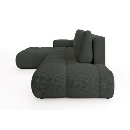 Разтегателен ъглов тапициран диван с място за съхранение, L-форма ALMADA, ляв, антрацит