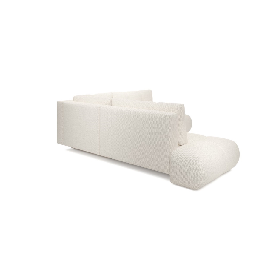 Разтегателен ъглов тапициран диван с място за съхранение, L-образен, ALMADA, дясна, бежов