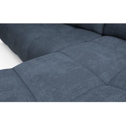 Разтегателен десен ъглов тапициран диван с място за съхранение, L-образен ALMADA, син