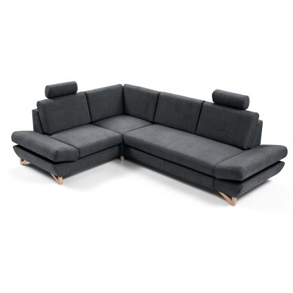 Разтегаем тапициран L-образен ъглов диван AVESTA с място за съхранение, ляв, антрацит