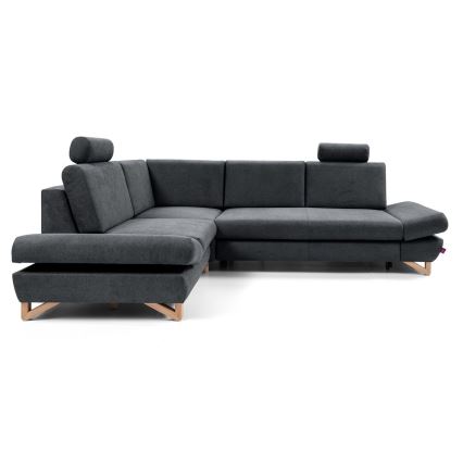 Разтегаем тапициран L-образен ъглов диван AVESTA с място за съхранение, ляв, антрацит