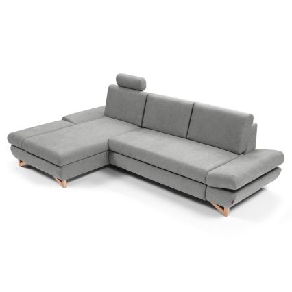 Разтегателен ъглов тапициран холов комплект AVESTA в L с ракла, лява конфигурация, сив