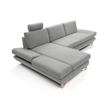 Разтегателен ъглов тапициран холов комплект AVESTA в L с ракла, лява конфигурация, сив