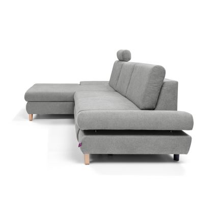 Разтегателен ъглов тапициран холов комплект AVESTA в L с ракла, лява конфигурация, сив