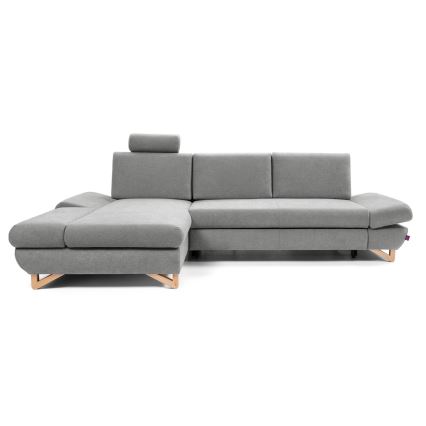 Разтегателен ъглов тапициран холов комплект AVESTA в L с ракла, лява конфигурация, сив