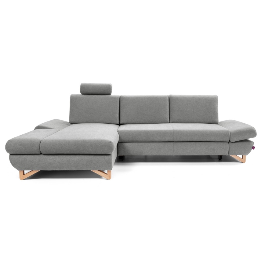 Разтегателен ъглов тапициран холов комплект AVESTA в L с ракла, лява конфигурация, сив