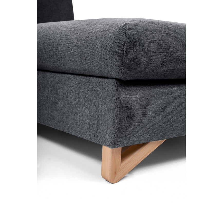 Разтегателен тапициран ъглов диван AVESTA, L-образен, с място за съхранение, десен, антрацит