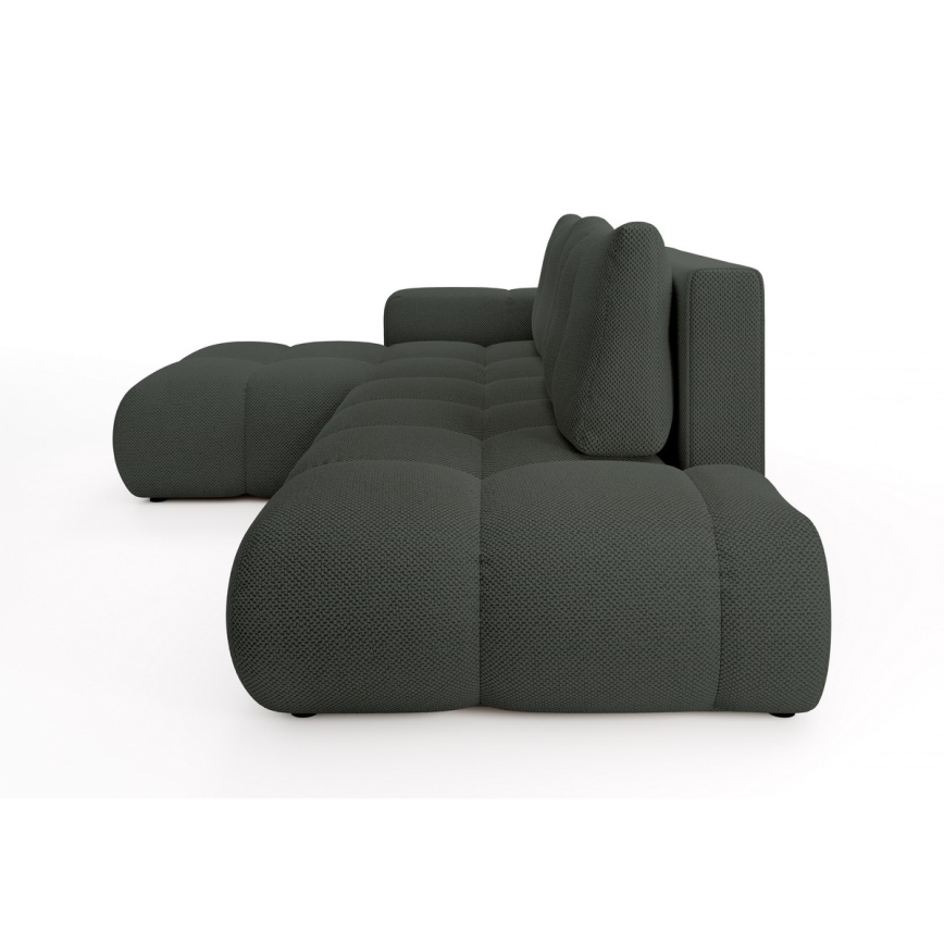 Разтегателна ъглова тапицирана холна гарнитура ALMADA с ракла, L форма, лява, антрацит